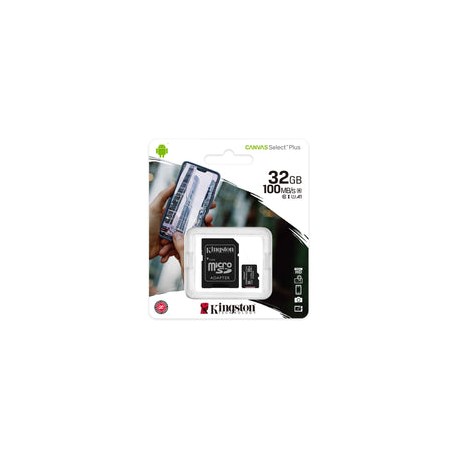 Tarjeta de Memoria Kingston MicroSD de 32GB Canvas Select Plus UHS-I 100MB/S
